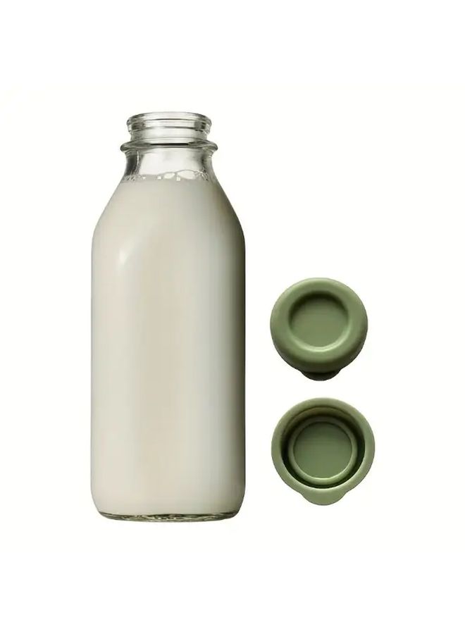 2pcs Gray Silicone Replacement Caps for Glass Milk Bottles Reusable Dishwasher Safe Durable Easy Clean - Image 1