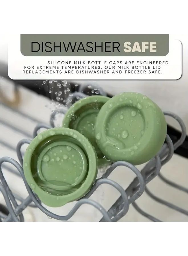 2pcs Gray Silicone Replacement Caps for Glass Milk Bottles Reusable Dishwasher Safe Durable Easy Clean - Image 4