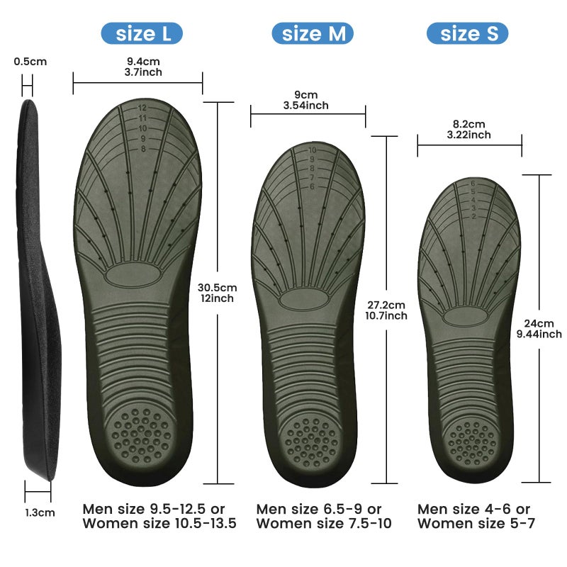 Amitataha Shoe Insoles, Memory Foam Insoles, Providing Excellent Shock Absorption and Cushioning for Feet Relief, Comfortable Insoles for Men and Women for Everyday Use,(L [US M: 9.5-12.5/W: 10.5-13.5]) - Image 3