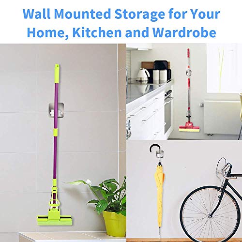 Koyet Self Adhesive Wall Mounted Seamless Broom Hanger Clip Mop Holder Storage Racks, Wall Hanging Free Punch Bathroom Seamless Stickers Mop Rack Set (6 , Multicolour ), Plastic - Image 2