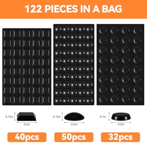 FURNIMATE Rubber Feet for Electronics, 122PCS Adhesive Stick on Small Rubber Feet Adhesive Black - Image 3