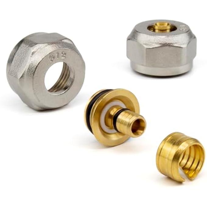 12MM X 2MM UNDERFLOOR HEATING EUROCONE CONNECTOR PACK OF 2 DURABLE BRASS LEAK-PROOF ADAPTER FOR SEAMLESS INTEGRATION WITH ALL HEATING SYSTEMS OF 3/4 INCH, EASY DIY INSTALLATION UNIVERSAL COMPATIBILITY - Image 1