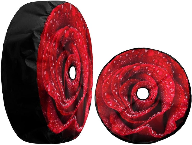 Delerain Spare Tire Cover with Backup Camera Hole - Beautiful Red Rose Design, Waterproof and Dust-Proof, Universal Fit for Jeep, RV, SUV, Truck (17 Inch for Diameter 31"-33") - Image 3
