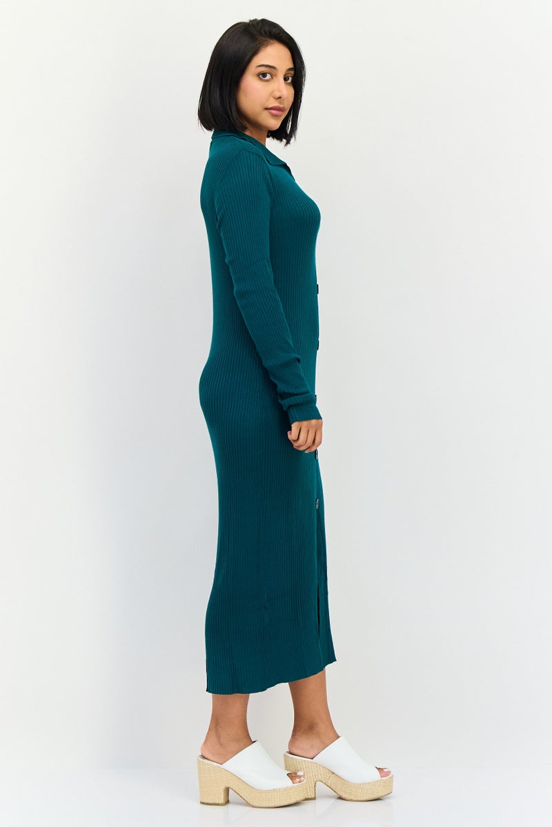 Threadbare Women Ribbed Sweater Dress, Teal - Image 3
