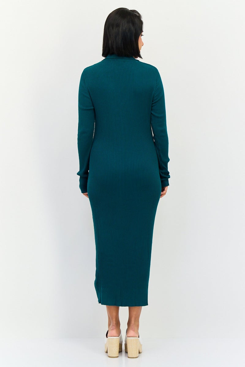 Threadbare Women Ribbed Sweater Dress, Teal - Image 4