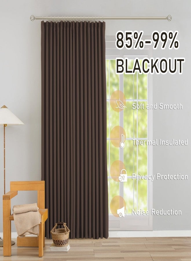 DONREN Brown Pinch Pleated Back Tab Blackout Curtains 40" W x 108" L - Image 2