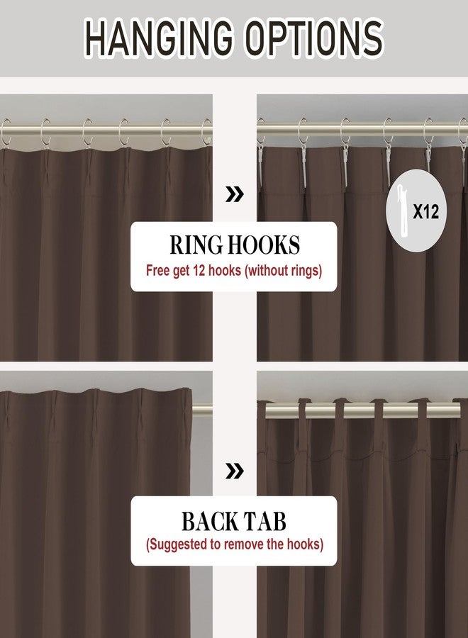 DONREN Brown Pinch Pleated Back Tab Blackout Curtains 40" W x 108" L - Image 3