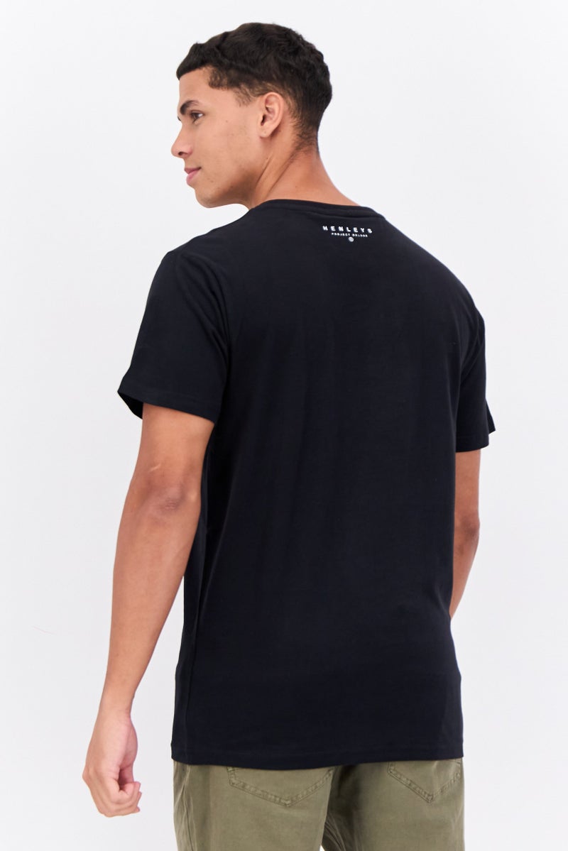Henleys Men Crew Neck Short Sleeves Graphic Print T-Shirt, Black - Image 3
