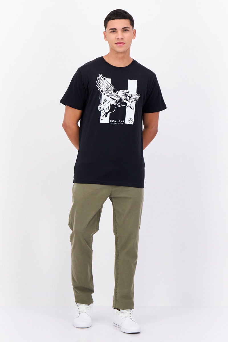 Henleys Men Crew Neck Short Sleeves Graphic Print T-Shirt, Black - Image 4