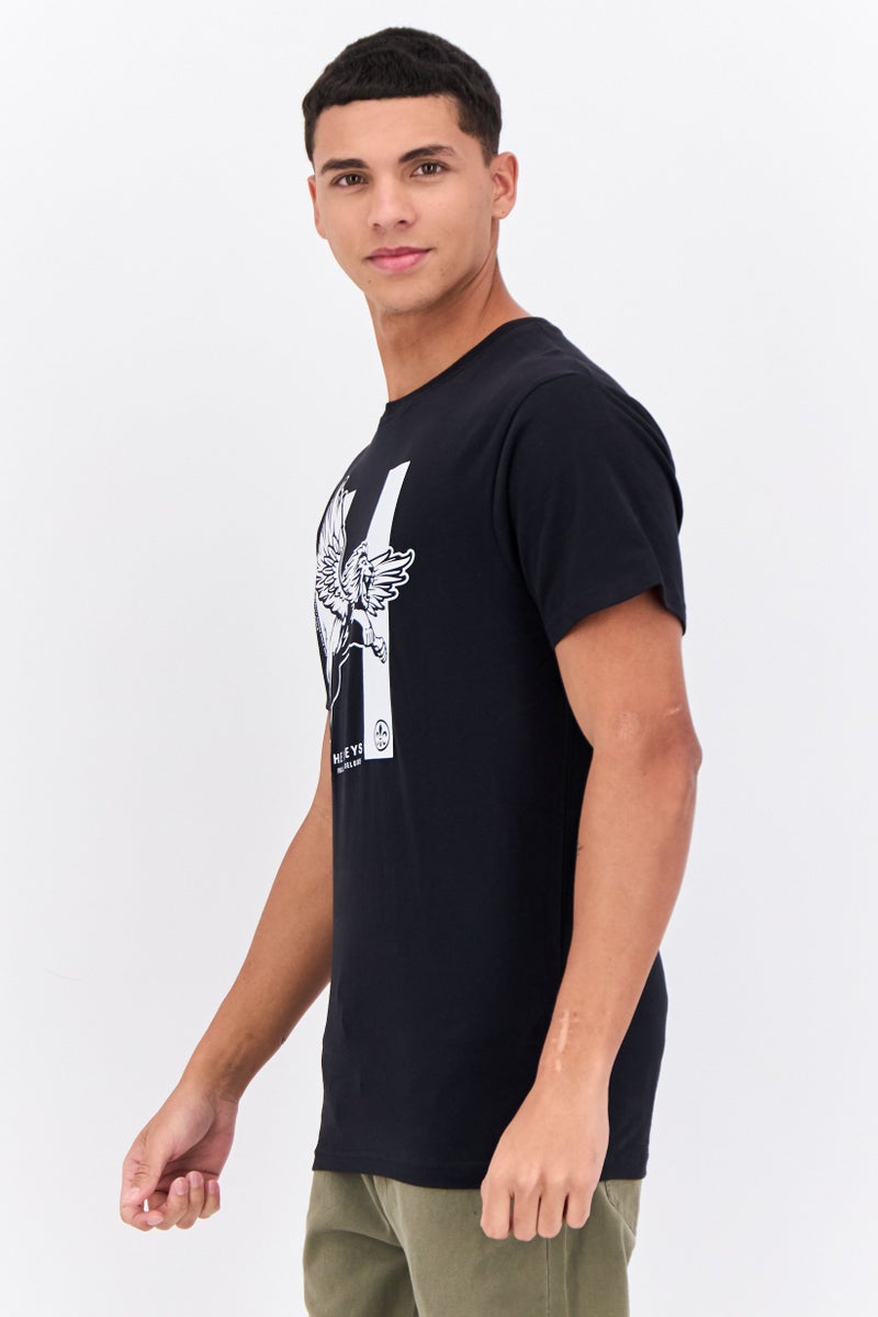 Henleys Men Crew Neck Short Sleeves Graphic Print T-Shirt, Black - Image 2