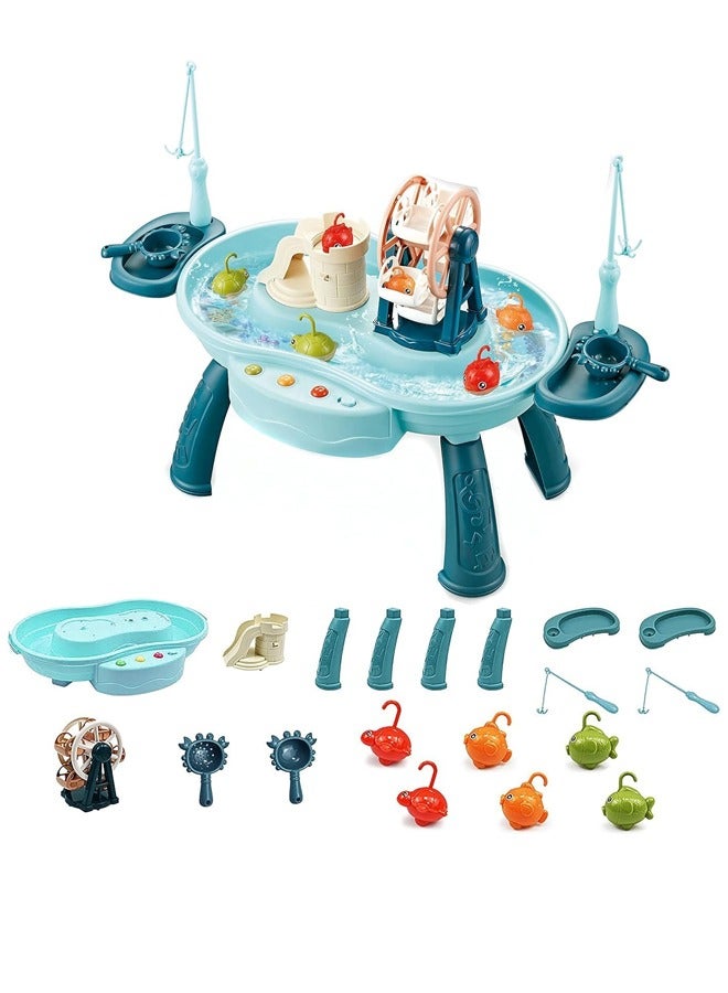 بيبي مجموعة ألعاب الصيد بعجلة فيريس من بايبي، مجموعة ألعاب تعليمية بلاستيكية تعمل بالبطارية، ألعاب التظاهر، طاولة لعب مائية صغيرة للأطفال، هدايا عيد ميلاد مثالية لصيد الأسماك للأطفال