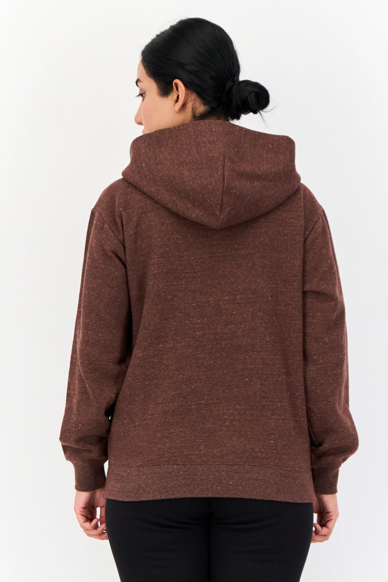 Champion هودي خارجي للنساء بأكمام طويلة وقصة عادية، بني - Image 2