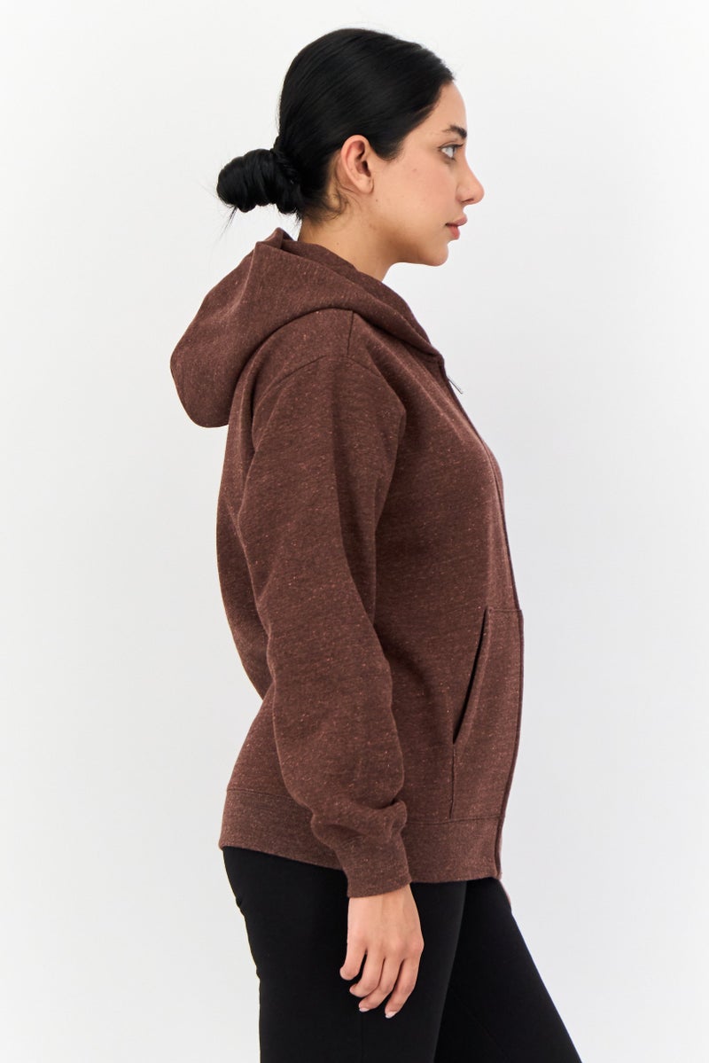 Champion هودي خارجي للنساء بأكمام طويلة وقصة عادية، بني - Image 4