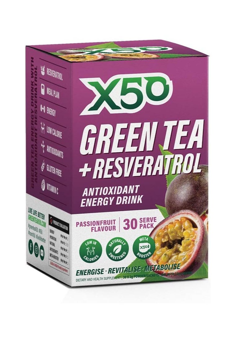X50 - X50 Green Tea 30 Servings Passion Fruit - Image 1