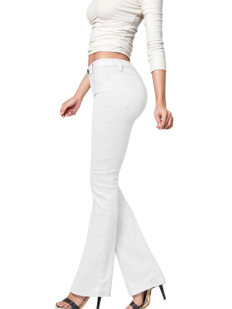 Hybrid & Company Hybrid Company Womens Skinny Bootcut Stretch Pant P31698BL White 9