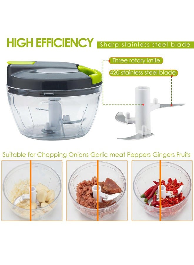 Sifenma Multi-Function Manual Food Chopper & Processors with Handle and Cover,Vegetable Chopper Shredder,Garlic Press,Suitable for Onions Garlic Peppers Carrots Gingers Fruits,Ideal Gift for Kitchen(Green) - Image 4