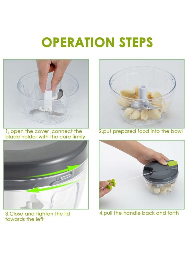 Sifenma Multi-Function Manual Food Chopper & Processors with Handle and Cover,Vegetable Chopper Shredder,Garlic Press,Suitable for Onions Garlic Peppers Carrots Gingers Fruits,Ideal Gift for Kitchen(Green) - Image 5