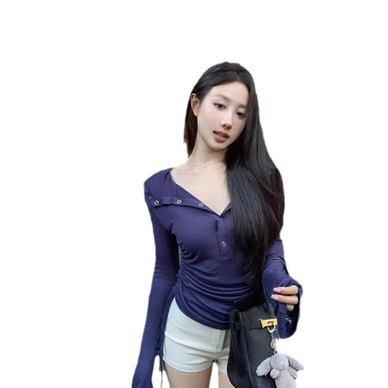 Sweet And Spicy Hooded Long-Sleeve T-Shirt For Women – Slim-Fit Polyester Top - Image 5