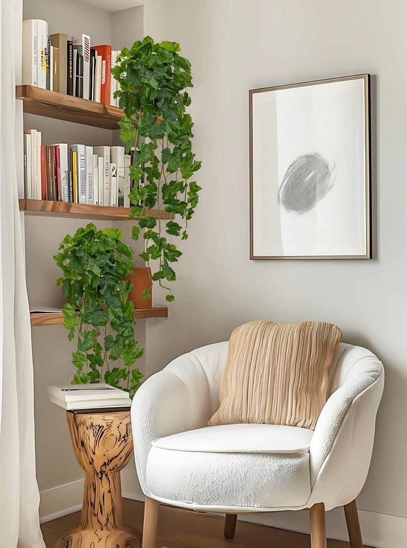 Briful Artificial Hanging Plant Vine Leaves - Lifelike Artificial Green Grape Ivy Vines, Approx. 122 cm - UV-Resistant Decorative Plant for Wall, Living Room, Balcony & Wall - Image 4