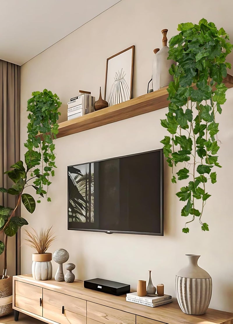 Briful Artificial Hanging Plant Vine Leaves - Lifelike Artificial Green Grape Ivy Vines, Approx. 122 cm - UV-Resistant Decorative Plant for Wall, Living Room, Balcony & Wall - Image 3