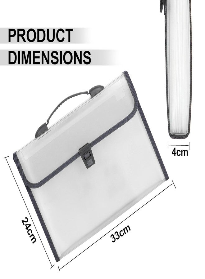 SPOTINK 13 Pockets Expanding File Folder, A4/Letter Size Document Organizer with Handle & Buckle Closure, Accordion Filing Box for Paper Bill Receipt Documents for School Office Home (Pale White) - Image 5