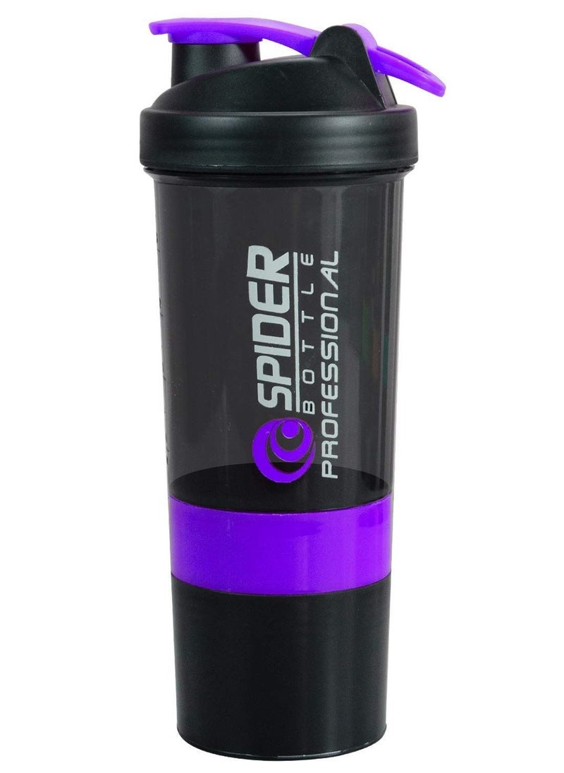 H PRO - Pro Spider Bottle | Non Slip 3 Layer Twist Off Bottle | Leak Proof Blender Bottle With Supplement And Pill Storage Compartment | Bpa Free Plastic Bottle Ideal For Preworkout Protein Drink-Purple - Image 1