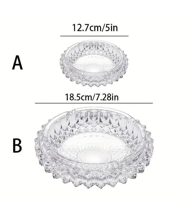 Modern Sturdy Crystal Ashtray Portable Circular Design Home Office Use Model A 1PC - Image 3