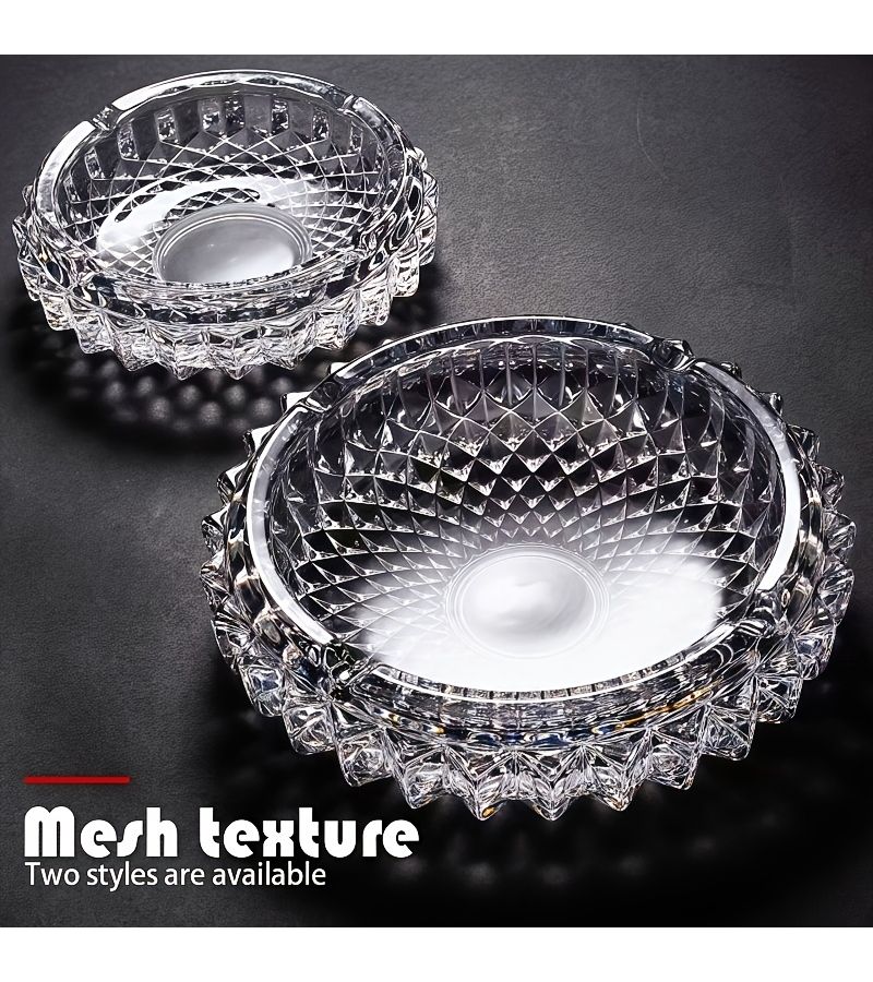Modern Sturdy Crystal Ashtray Portable Circular Design Home Office Use Model A 1PC - Image 1