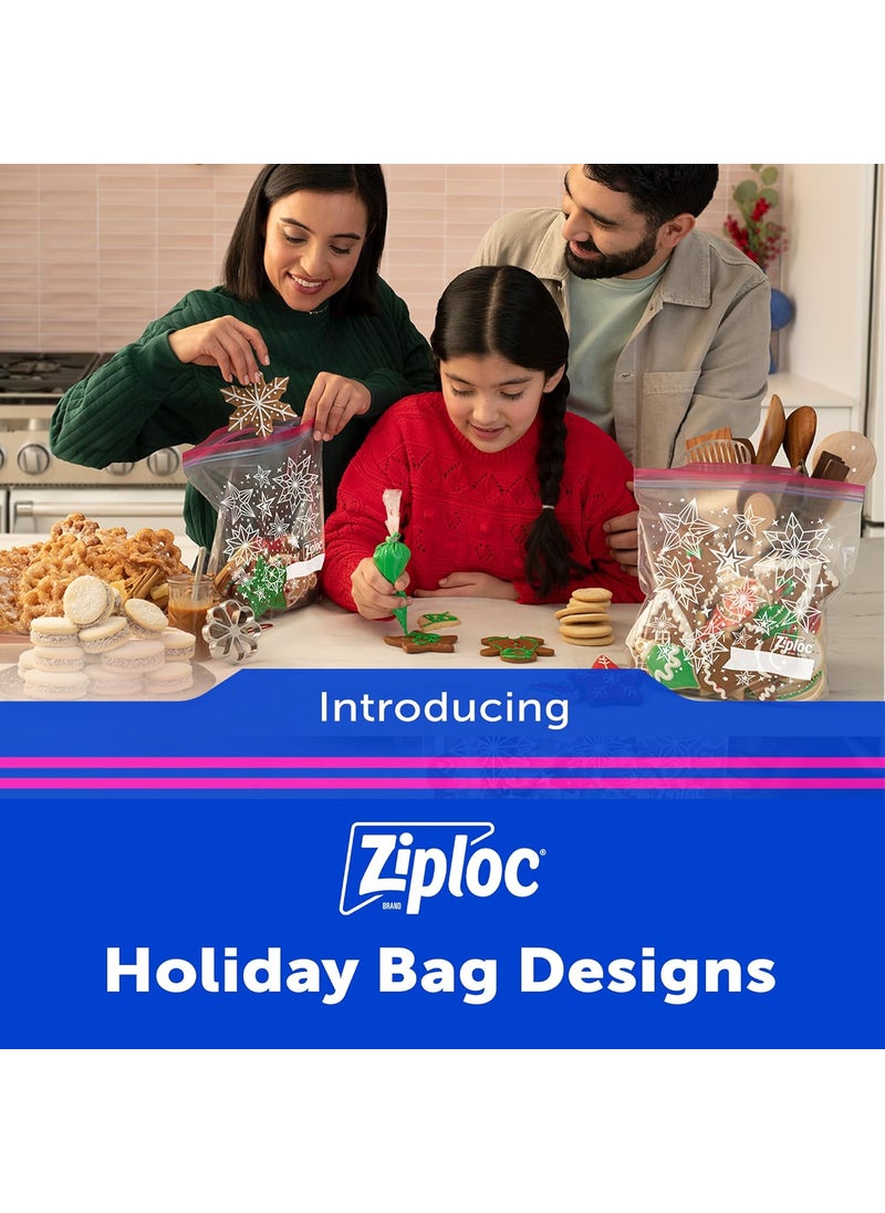 Ziploc Ziploc Gallon Food Storage Bags Grip n Seal Technology for Easier Grip Open and Close 19 Count Holiday Designs  - Image 4