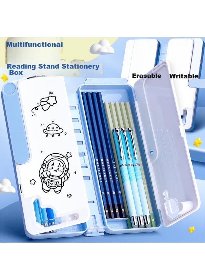 Young Companion Multifunctional Pencil Case For Boys, Reading Bookshelf, Children's Student Pencil Box, Elementary School Boys And Girls High-tech Double-layer Storage Mechanical Pencil Case, Black Nbx-yd01 - Image 1