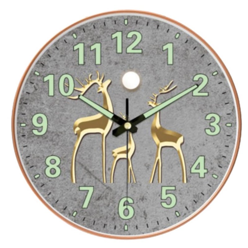 ZEPOLI - Radium Digital Wall Clock 12-Inch Analog Stylish Silent Non-Ticking Modern Battery-Operated Night Light Easy-to-Read Numbers for Home Hall Living Room, Bedroom (Radium Deer) - Image 1