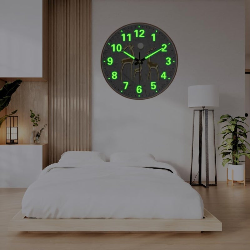 ZEPOLI - Radium Digital Wall Clock 12-Inch Analog Stylish Silent Non-Ticking Modern Battery-Operated Night Light Easy-to-Read Numbers for Home Hall Living Room, Bedroom (Radium Deer) - Image 4