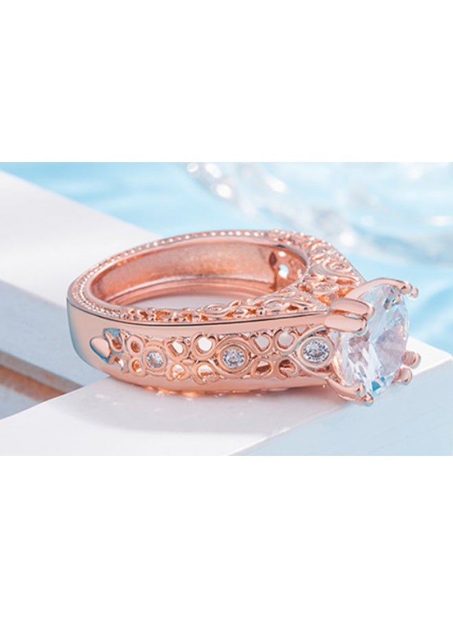 KUYING Rose Gold Pear Shaped Gemstone Baroque Carved Ring - Image 3