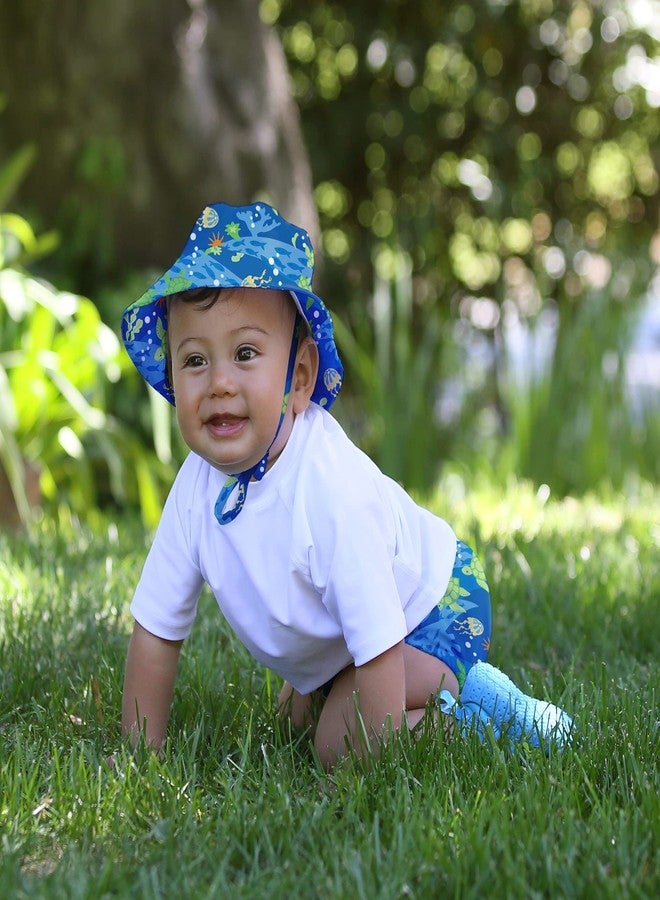 i play. by green sprouts unisex-baby Bucket Sun Protection Hat,Royal Blue Turtle Journey,0/6mo - Image 2