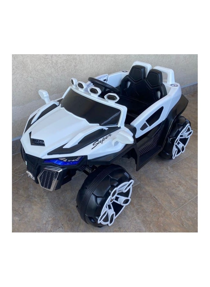 سيارة كهربائية للأطفال بـ 6 محركات، سيارة كهربائية للأطفال متعددة الألوان. (أبيض) - Image 1