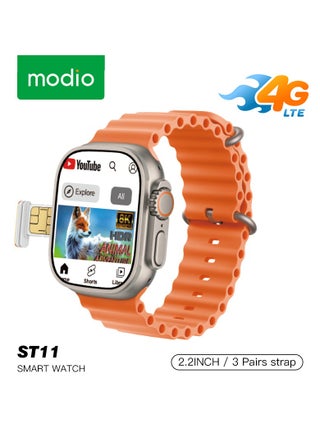 ساعة ذكية ST11 مع 3 أزواج من الأشرطة، واتصال بشبكة 2.2 بوصة مع دعم بطاقة SIM 4G ومتصلة بشبكة wifi - pzsku/ZD3B4E95296461B17A2BFZ/45/_/1730026700/6293de39-5f8e-48c9-942c-2ad21942866e