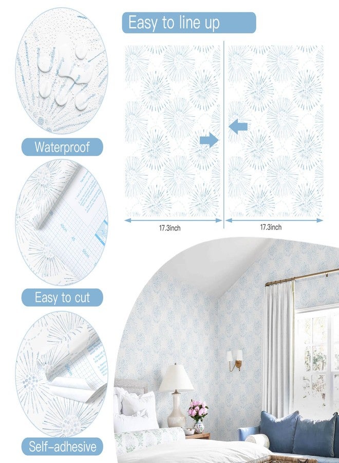 Fiula Blue Wallpaper Peel and Stick Geometric17.3”×78.7” - Image 4