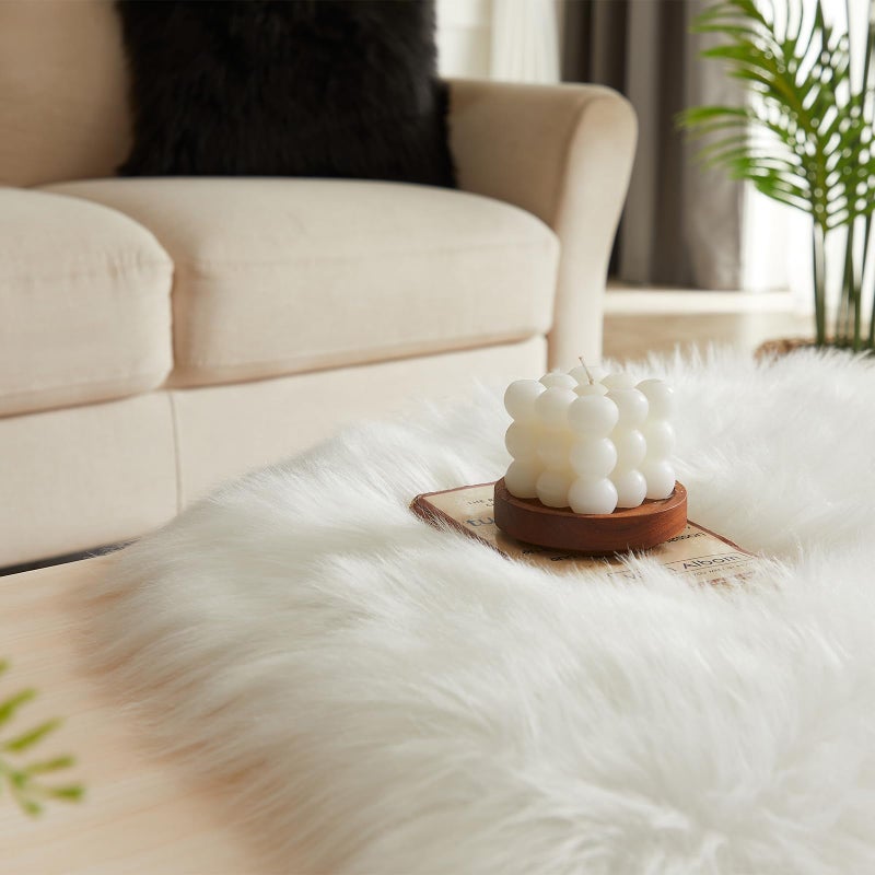 Easy Joy EasyJoy Ultra Soft Fluffy Shaggy Area Rug Faux Fur Rug Chair Cover Seat Pad Fuzzy Area Rug for Bedroom Floor Sofa Living Room (2 x 6 ft Sheepskin, White) - Image 5