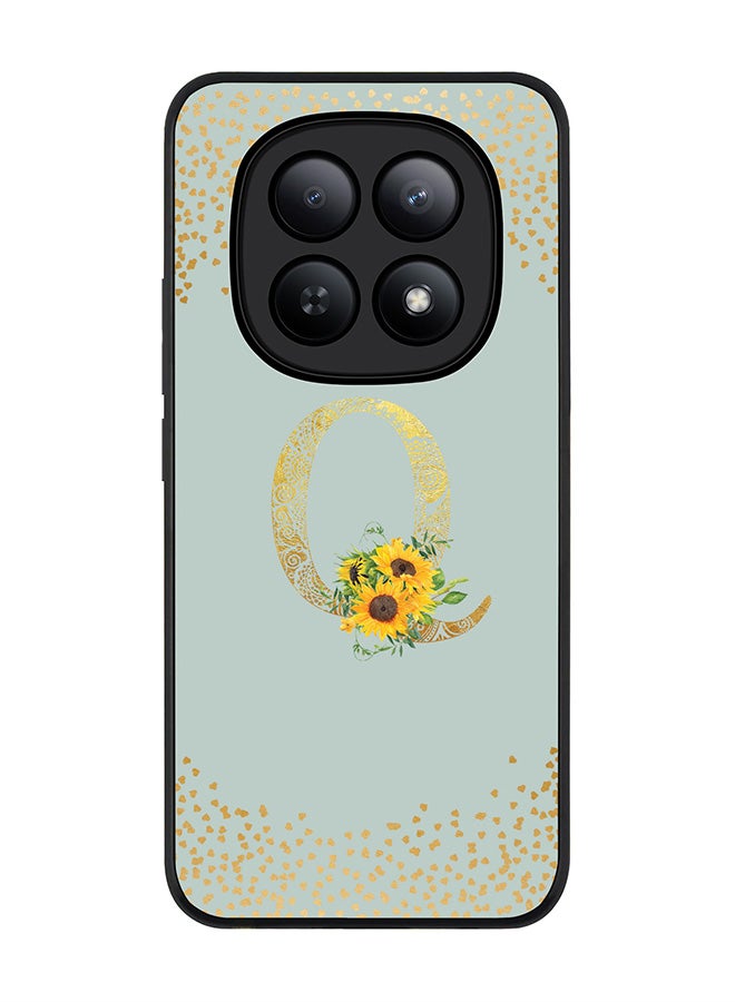 For Xiaomi Redmi Note 15 5G / Poco M8 Case,Slim fit Camera Protection, Shockproof Thin Phone cover  - Custom Floral Monogram - Q  (Light Grey )