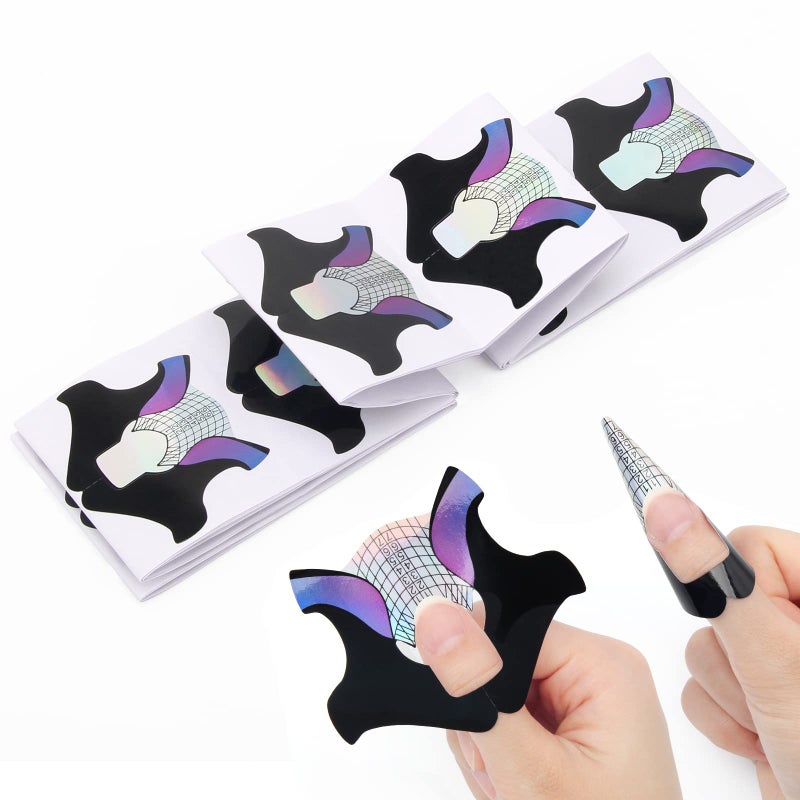 AHIER Acrylic Swallow SelfAdhesive Gel Nail Extension Forms 100PCS DIY Tool UV Gel Guide Stickers