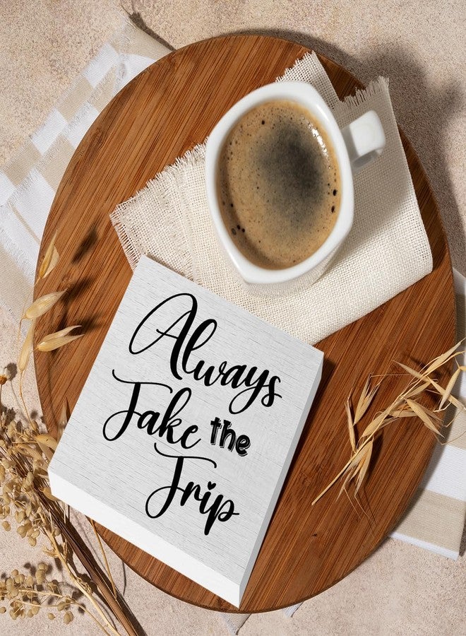 XLRSDF Funny Trip Travel Essentials Rustic Wooden Box Sign, Desk Decor Inspirational Adventurer Gift Office Desk Accessories for Table Shelf Home Classroom Cubicle Decorations Wood Block Box Traveler Sign - Image 5