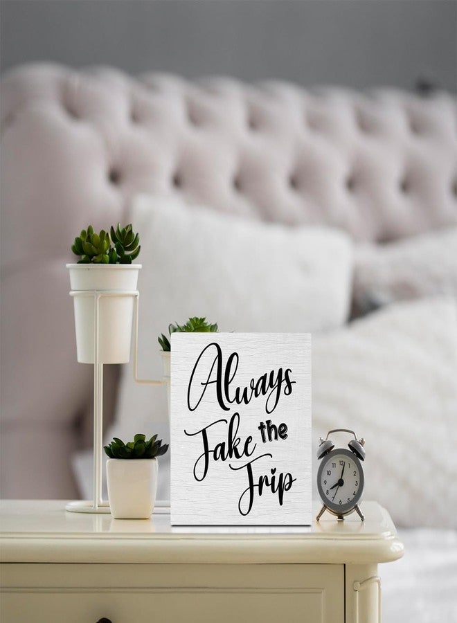 XLRSDF Funny Trip Travel Essentials Rustic Wooden Box Sign, Desk Decor Inspirational Adventurer Gift Office Desk Accessories for Table Shelf Home Classroom Cubicle Decorations Wood Block Box Traveler Sign - Image 4