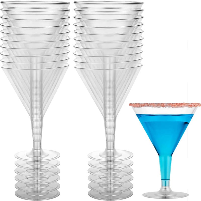 Hanna K. Signature Collection Hanna K Signature Deluxe Clear Plastic 7oz Mini Martini Glasses 20 Pieces  Reusable  Disposable for Parties  Everyday Use
