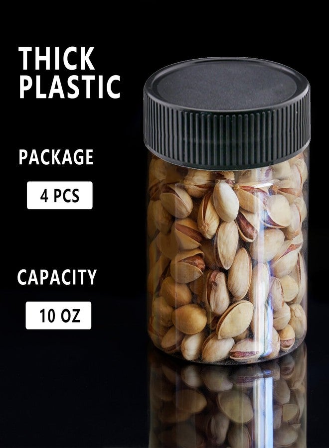 SCWBOEII 4 Pack Plastic Jars with Lids, 10 oz Clear Storage Container, Leakproof Plastic Mason Jars for Storing Dry Food, Coffee, Nuts and More - Image 3