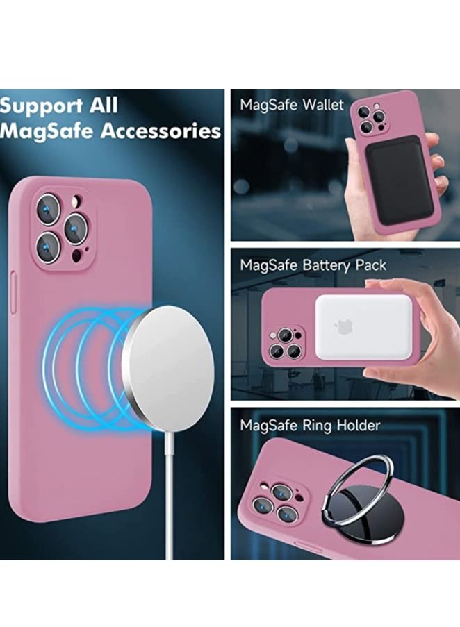 iPhone 12 Pro Max with 2 Pack Tempered Glass Screen Protector Magsafe Case Silicone Phone Case with Microfiber Lining for iPhone 12 Pro Max 6.7 inch 2022,Purple - Image 2