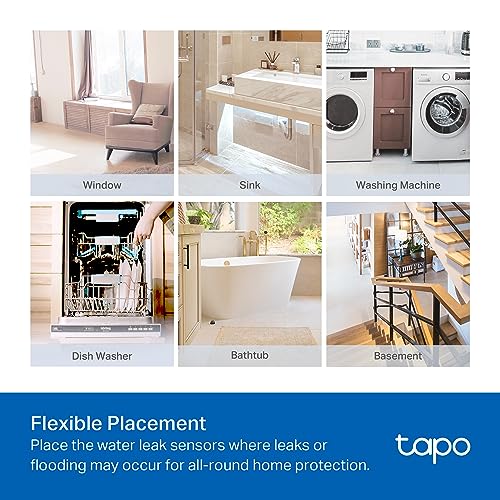 tapo كاشف تسرب المياه الذكي TP-Link Tapo، يتطلب محور Tapo، مستشعر تسرب المياه Wi-Fi مع كشف سريع للتنقيط، إنذار قابل للتعديل 90 ديسيبل، تنبيهات عبر التطبيق، متوافق مع أليكسا وجوجل هوم، T300 - Image 4