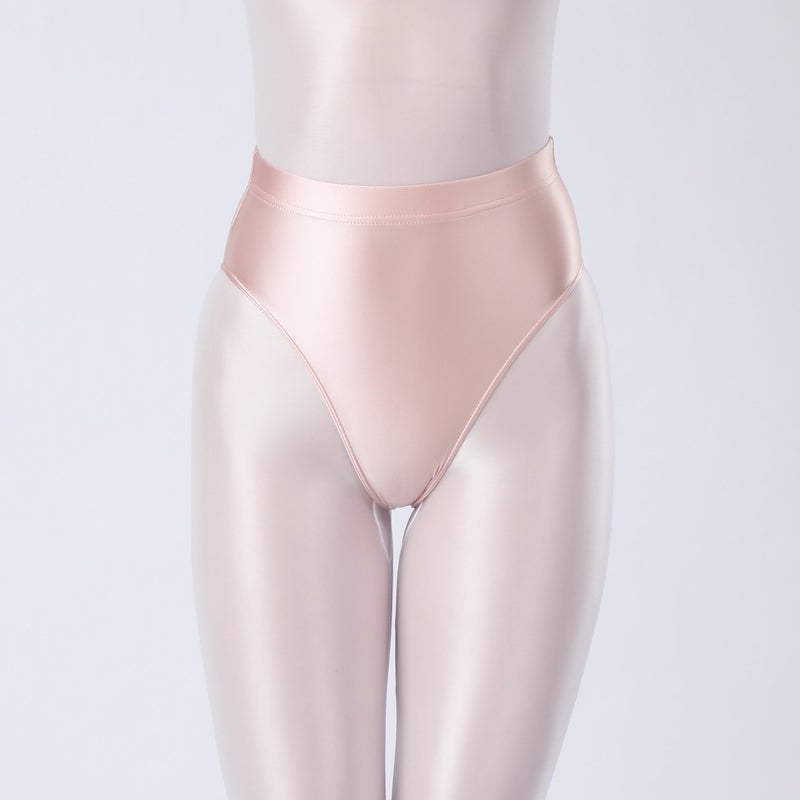 Shiny Glossy Silky Triangle Panties With High Cut For Outerwear, Hip-Hugging High-Waisted Plus-Size Tight-Fitting Underwear 7254 - Image 1