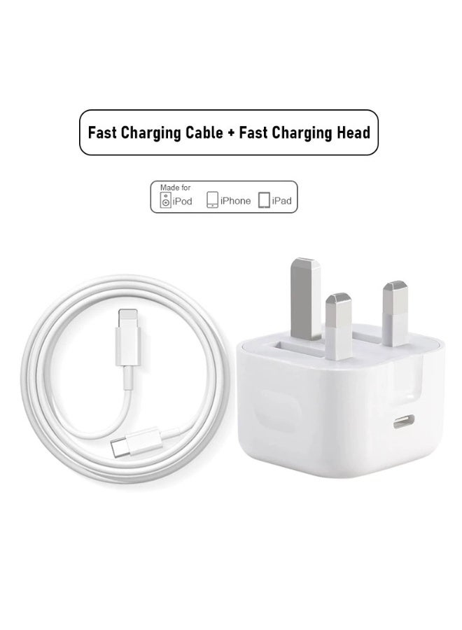 iPhone 20W Fast Charger | USB C Wall Fast Charger with USB C to Lightning Cable 1M
