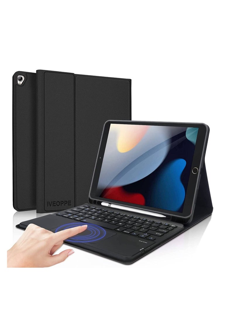 iPad 7th 8th 9th Generation Case with Keyboard Trackpad 10.2 10.5 Inch iPad Air Gen 3 Case iPad Pro 10.5 A Smart Combo Touch Pad Keyboard and Pencil Holder Folio Book 7 8 9 iPad Black