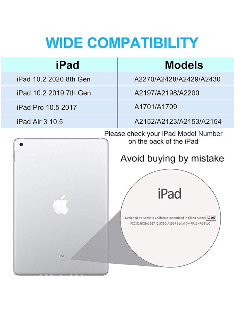 iPad 7th 8th 9th Generation Case with Keyboard Trackpad 10.2 10.5 Inch iPad Air Gen 3 Case iPad Pro 10.5 A Smart Combo Touch Pad Keyboard and Pencil Holder Folio Book 7 8 9 iPad Black